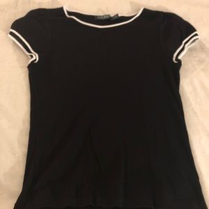 Short sleeve black & white blouse